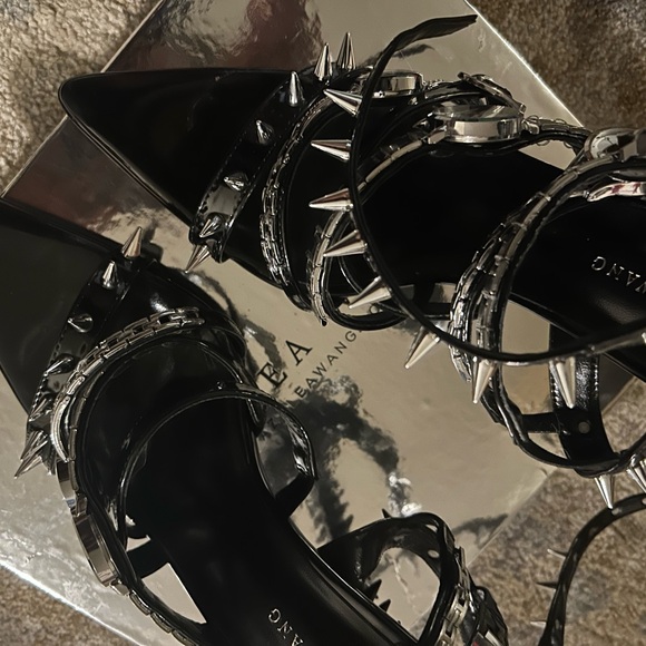 Azalea Wang Black and Silver Spiked Heels - Picture 1 of 12
